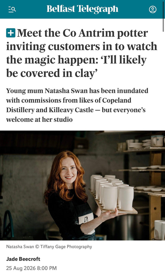 Natasha Swan Ceramics Featured in Belfast Telegraph Sunday Life