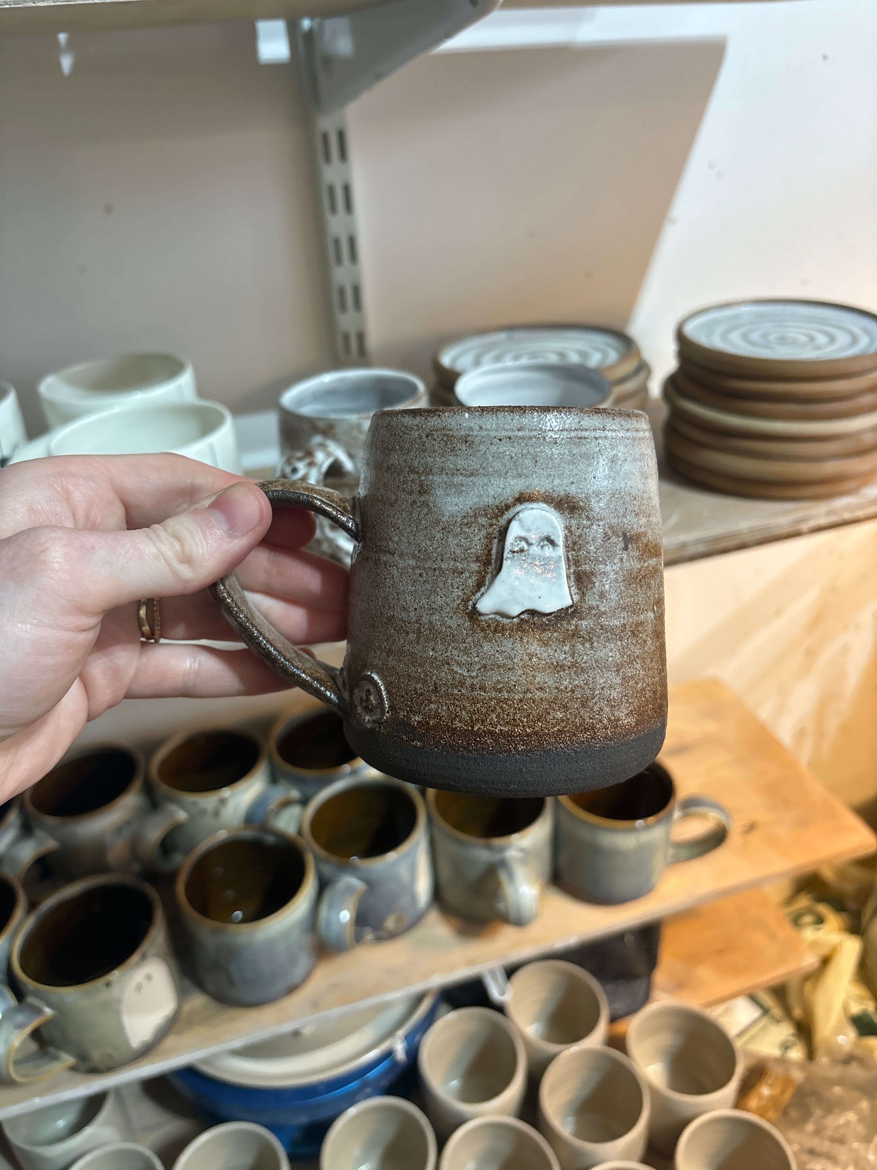 Black Clay Ghost Mug