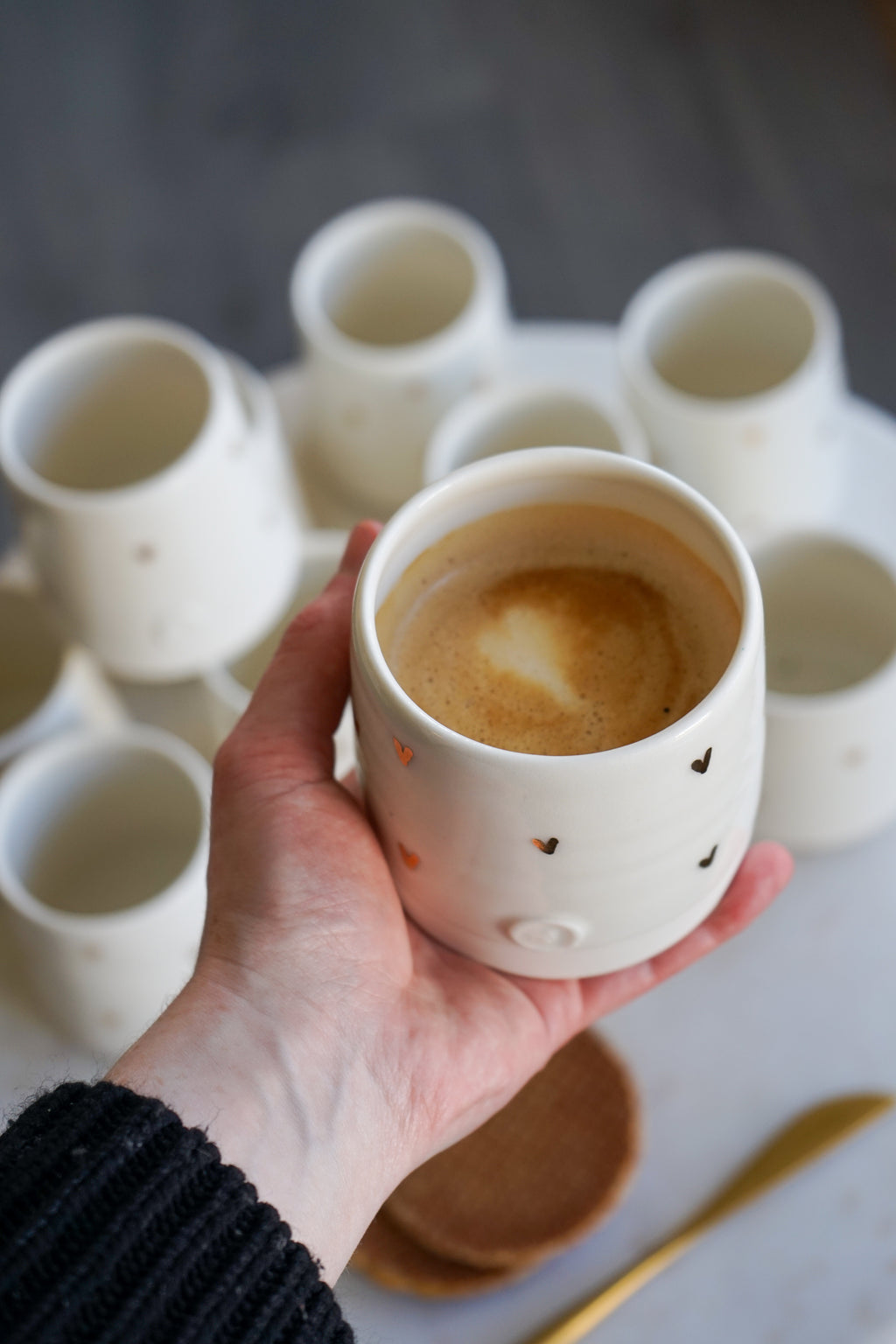 Porcelain and Gold Coffee Tumbler