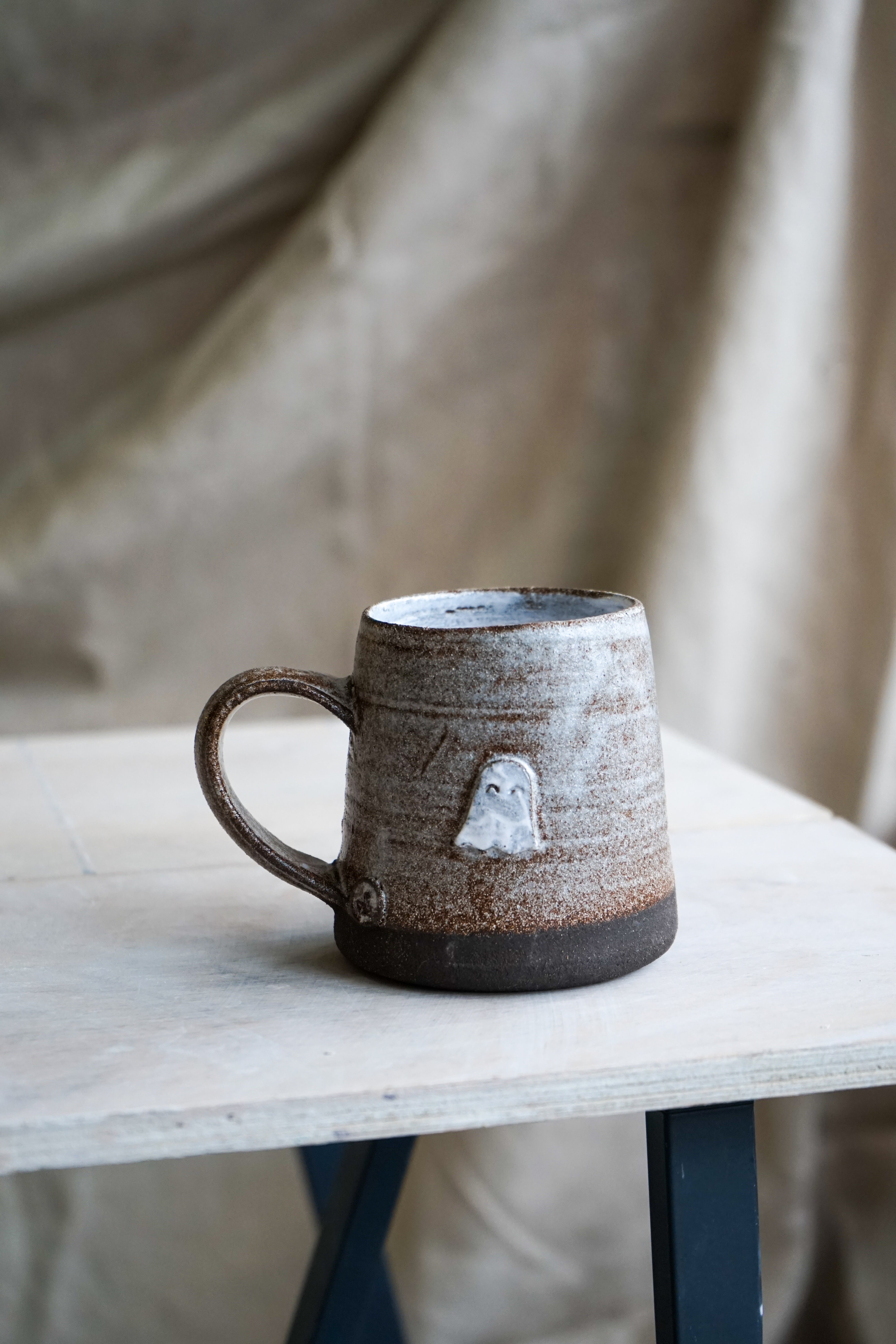 Black Clay Ghost Mug