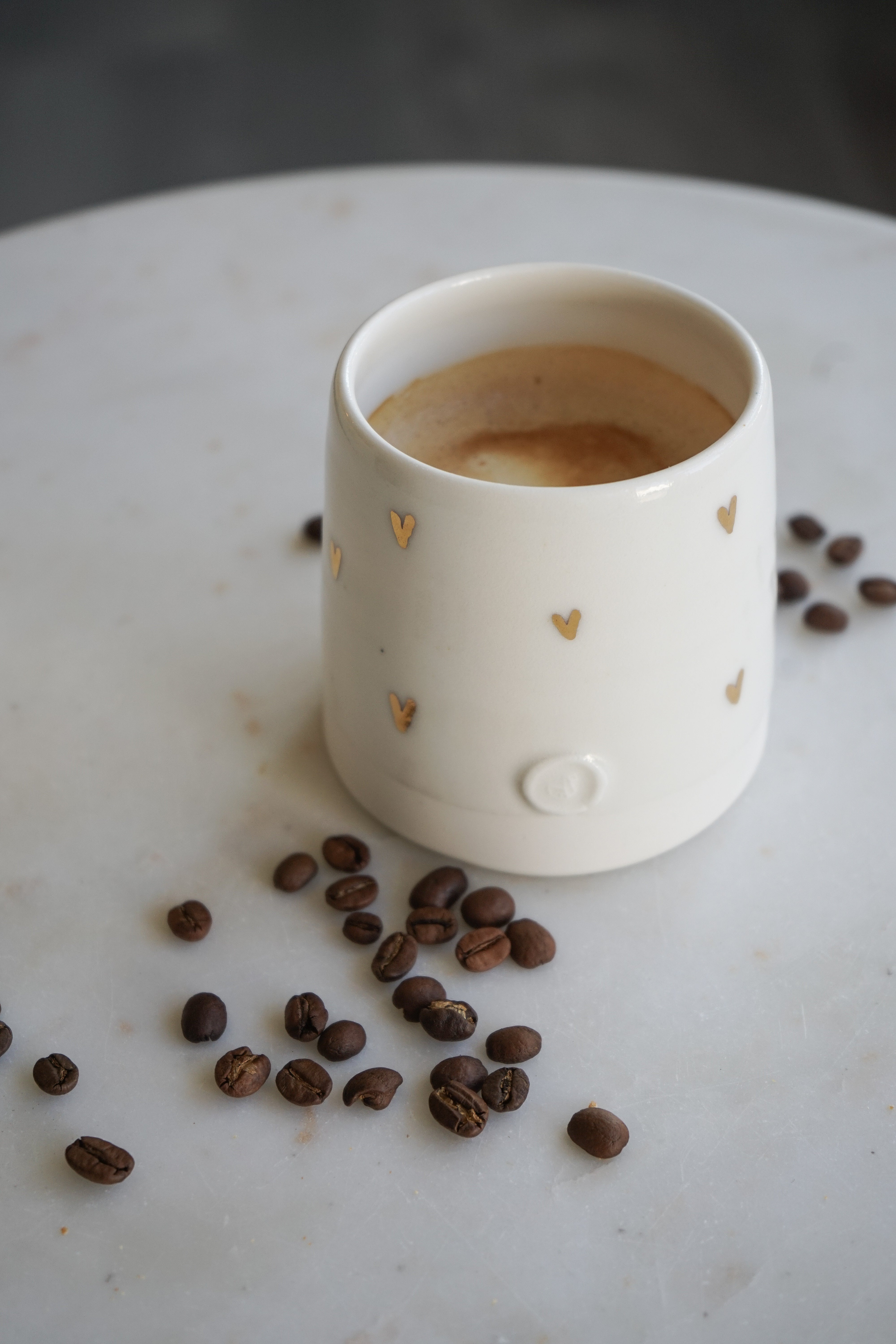 Porcelain and Gold Coffee Tumbler
